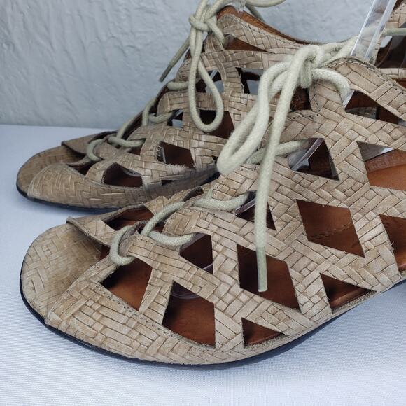 Gentle Souls Okey Dokey Brown Leather Gladiator Heels Sandals Women's Size 8 - Picture 10 of 16